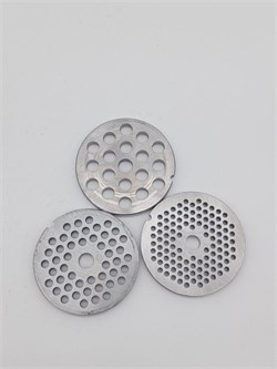 00629852 Bosch оригинал, набор решеток для мясорубки, 3 шт. с отверстиями 3 мм + 4,8 мм + 8 мм; d диска 61.8 мм; толщина диска 5.9 мм 00629852